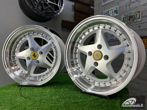 Ratlankis Akron Ferrari 348TS Style 15X8.25J 4X100 ET25 73.1 White with Diamond cut face and lip ( BMW E30, VW Golf/Jetta, AUDI 80/90/Coupe, Mazda MX3/MX5, Honda Civic, JDM cars )