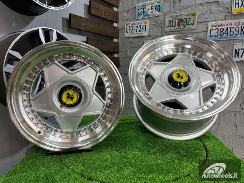 Ratlankis Ferrari Billet style 15X8.25J 4X100/4X108 ET20 73.1 Silver with Diamond cut lip and silver rivets ( BMW E30, VW Golf/Jetta, AUDI 80/Coupe/A3, Mazda MX )