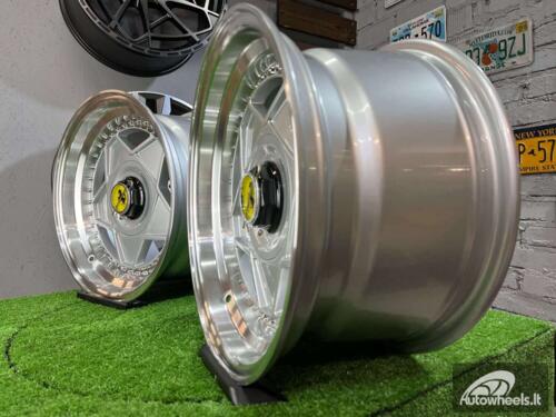 Ratlankis Ferrari Billet style 15X8.25J 4X100/4X108 ET20 73.1 Silver with Diamond cut lip and silver rivets ( BMW E30, VW Golf/Jetta, AUDI 80/Coupe/A3, Mazda MX )