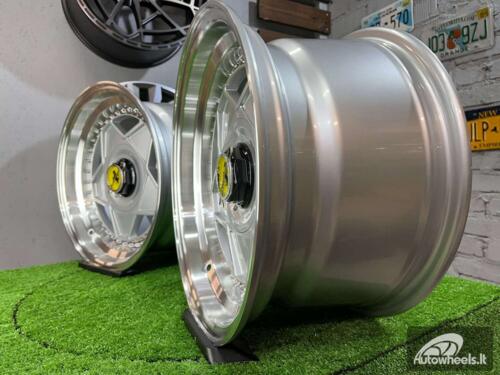 Ratlankis Ferrari Billet style 15X8.25J 4X100/4X108 ET20 73.1 Silver with Diamond cut lip and silver rivets ( BMW E30, VW Golf/Jetta, AUDI 80/Coupe/A3, Mazda MX )