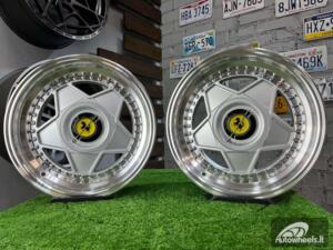 Ratlankis Ferrari Billet style 15X8.25J 4X100/4X108 ET20 73.1 Silver with Diamond cut lip and silver rivets ( BMW E30, VW Golf/Jetta, AUDI 80/Coupe/A3, Mazda MX )