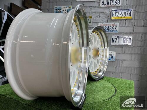 Ratlankis Laredo BBS LM style 17X8.5J 4X100/5X100 ET20 73.1 White with Diamond cut lip and golden rivets ( BMW E30, VW Golf/Jetta, AUDI 80/Coupe/A3, Mazda MX )