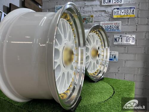 Ratlankis Laredo BBS LM style 17X8.5J 4X100/5X100 ET20 73.1 White with Diamond cut lip and golden rivets ( BMW E30, VW Golf/Jetta, AUDI 80/Coupe/A3, Mazda MX )