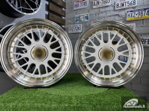 Ratlankis Laredo BBS LM style 17X8.5J 4X100/5X100 ET20 73.1 White with Diamond cut lip and golden rivets ( BMW E30, VW Golf/Jetta, AUDI 80/Coupe/A3, Mazda MX )