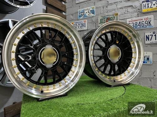 Ratlankis Laredo BBS LM style 17X8.5J 5X112/5X120 ET20 73.1 Black with Diamond cut lip and golden rivets ( Audi A4/A6, VW Golf/Jetta, Mercedes E/S/SL/CL, BMW 3-5-6-8 E46/E90/E39/E60 ) 