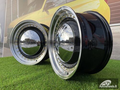 Ratlankis VW Smoothie style | R17x7.5J 5X100/5X112 ET30 73.1 Black with Diamond cut lip and golden rivets ( VW Beetle/Golf, Audi TT, VW Multivan, Transporter, Caravele ) 