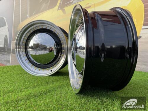 Ratlankis VW Smoothie style | R17x7.5J 5X100/5X112 ET30 73.1 Black with Diamond cut lip and golden rivets ( VW Beetle/Golf, Audi TT, VW Multivan, Transporter, Caravele ) 
