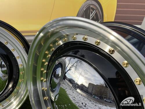 Ratlankis VW Smoothie style | R17x7.5J 5X100/5X112 ET30 73.1 Black with Diamond cut lip and golden rivets ( VW Beetle/Golf, Audi TT, VW Multivan, Transporter, Caravele ) 