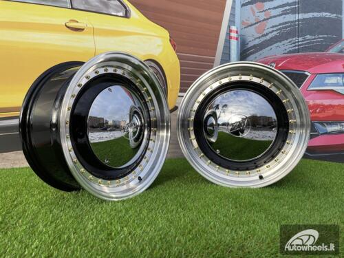 Ratlankis VW Smoothie style | R17x7.5J 5X100/5X112 ET30 73.1 Black with Diamond cut lip and golden rivets ( VW Beetle/Golf, Audi TT, VW Multivan, Transporter, Caravele ) 
