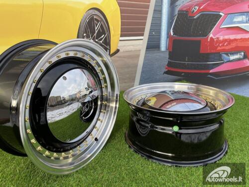 Ratlankis VW Smoothie style | R17x7.5J 5X100/5X112 ET30 73.1 Black with Diamond cut lip and golden rivets ( VW Beetle/Golf, Audi TT, VW Multivan, Transporter, Caravele ) 