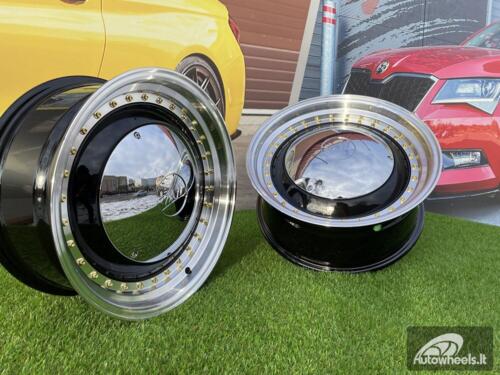Ratlankis VW Smoothie style | R17x7.5J 5X100/5X112 ET30 73.1 Black with Diamond cut lip and golden rivets ( VW Beetle/Golf, Audi TT, VW Multivan, Transporter, Caravele ) 