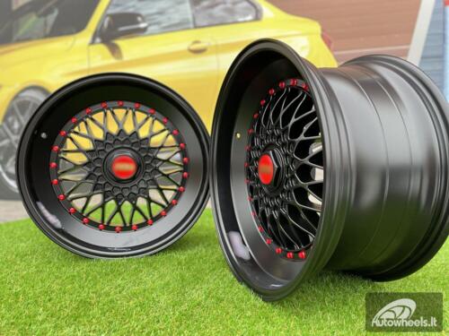 Ratlankis BBS RS Slant Lip Style 18X8.5J 5X112/5X120 ET28 74.1 Black half matt with red rivets (Audi A4/A6, VW Golf/Jetta, Mercedes E/S/SL/CL, BMW 3-5-6-8 E46/E90/E39/E60)