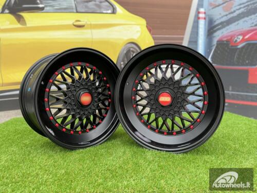 Ratlankis BBS RS Slant Lip Style 18X8.5J 5X112/5X120 ET28 74.1 Black half matt with red rivets (Audi A4/A6, VW Golf/Jetta, Mercedes E/S/SL/CL, BMW 3-5-6-8 E46/E90/E39/E60)