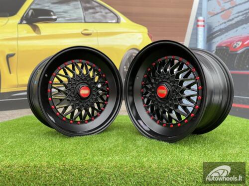 Ratlankis BBS RS Slant Lip Style 18X8.5J 5X112/5X120 ET28 74.1 Black half matt with red rivets (Audi A4/A6, VW Golf/Jetta, Mercedes E/S/SL/CL, BMW 3-5-6-8 E46/E90/E39/E60)