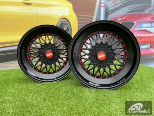 Ratlankis BBS RS Slant Lip Style 18X8.5J 5X112/5X120 ET28 74.1 Black half matt with red rivets (Audi A4/A6, VW Golf/Jetta, Mercedes E/S/SL/CL, BMW 3-5-6-8 E46/E90/E39/E60)