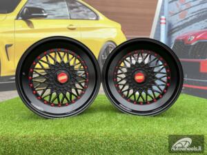 Ratlankis BBS RS Slant Lip Style 18X8.5J 5X112/5X120 ET28 74.1 Black half matt with red rivets (Audi A4/A6, VW Golf/Jetta, Mercedes E/S/SL/CL, BMW 3-5-6-8 E46/E90/E39/E60)