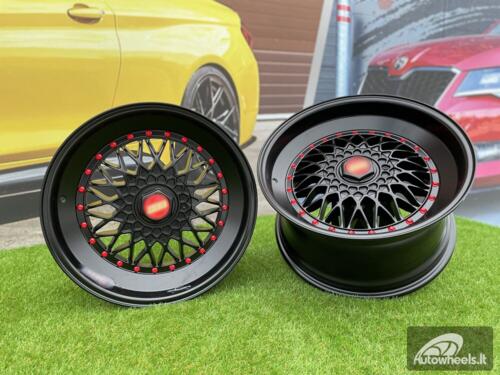 Ratlankis BBS RS Slant Lip Style 18X9.5J 5X112/5X120 ET25 74.1 Black half matt with red rivets (Audi A4/A6, VW Golf/Jetta, Mercedes E/S/SL/CL, BMW 3-5-6-8 E46/E90/E39/E60)