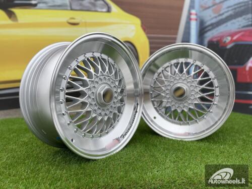 Ratlankis BBS RS Slant Lip Style 17X7.5J 4X100/4X108 ET35 73.1 Silver with Diamond Cut lip and chrome rivets (BMW E30, VW Golf/Jetta, AUDI 80/90/200/Coupe, Ford Escort)