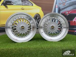 Ratlankis BBS RS Slant Lip Style 17X7.5J 4X100/4X108 ET35 73.1 Silver with Diamond Cut lip and chrome rivets (BMW E30, VW Golf/Jetta, AUDI 80/90/200/Coupe, Ford Escort)