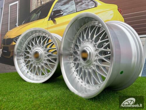 Ratlankis BBS Super RS Style 17X8J 5X112/5X120 ET20 72.6 Silver with Diamond Cut lip and chrome rivets ( Audi A4/A6, VW Golf/Jetta, Mercedes E/S/SL/CL, BMW 3-5-6-8 E46/E90/E39/E60 )