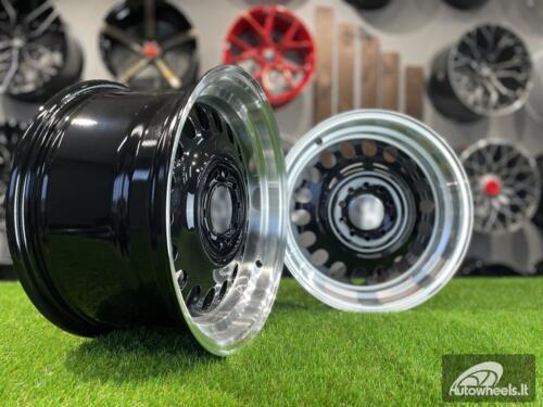 Ratlankis VW Classic Steel Design R15X8J 4X100/5X100 ET25 73.1 Black with Diamond Cut lip ( BMW E30, VW Golf/Jetta, AUDI 80/Coupe/A3, Mazda MX )