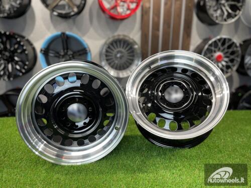 Ratlankis VW Classic Steel Design R15X8J 4X100/5X100 ET25 73.1 Black with Diamond Cut lip ( BMW E30, VW Golf/Jetta, AUDI 80/Coupe/A3, Mazda MX )