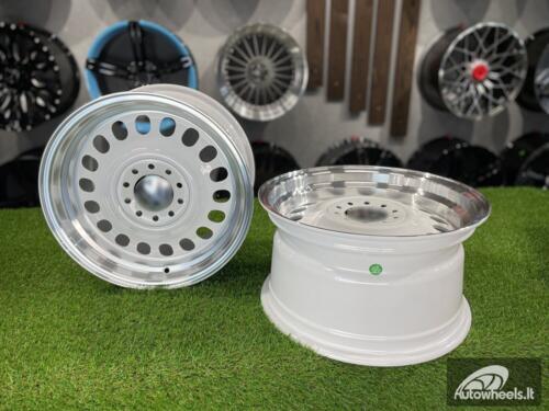 Ratlankis VW Classic Steel Design R15X8J 4X100/5X100 ET25 73.1 White with Diamond Cut lip ( BMW E30, VW Golf/Jetta, AUDI 80/Coupe/A3, Mazda MX )