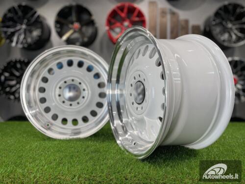 Ratlankis VW Classic Steel Design R15X8J 4X100/5X100 ET25 73.1 White with Diamond Cut lip ( BMW E30, VW Golf/Jetta, AUDI 80/Coupe/A3, Mazda MX )
