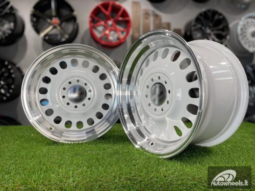 Ratlankis VW Classic Steel Design R15X8J 4X100/5X100 ET25 73.1 White with Diamond Cut lip ( BMW E30, VW Golf/Jetta, AUDI 80/Coupe/A3, Mazda MX )