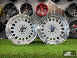 Ratlankis VW Classic Steel Design R15X8J 4X100/5X100 ET25 73.1 White with Diamond Cut lip ( BMW E30, VW Golf/Jetta, AUDI 80/Coupe/A3, Mazda MX )