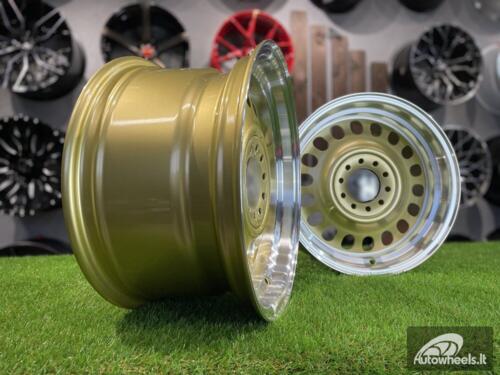 Ratlankis VW Classic Steel Design15X8J 4X100/5X100 ET25 73.1 Gold with Diamond Cut lip ( BMW E30, VW Golf/Jetta, AUDI 80/Coupe/A3, Mazda MX )