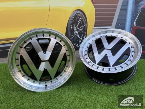 Ratlankis VW Classic style 15X6.5J 4X100/5X100 ET30 57.1 Black with Diamond Cut face and lip ( BMW E30, VW Golf/Jetta, AUDI 80/Coupe/A3, Mazda MX )