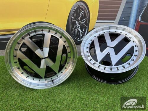 Ratlankis VW Classic style 15X6.5J 4X100/5X100 ET30 57.1 Black with Diamond Cut face and lip ( BMW E30, VW Golf/Jetta, AUDI 80/Coupe/A3, Mazda MX )