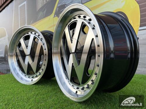 Ratlankis VW Classic style 15X6.5J 4X100/5X100 ET30 57.1 Black with Diamond Cut face and lip ( BMW E30, VW Golf/Jetta, AUDI 80/Coupe/A3, Mazda MX )