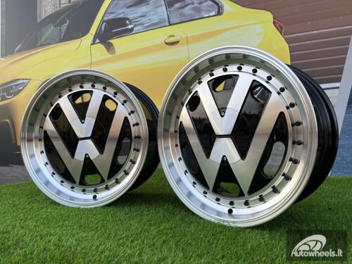 Ratlankis VW Classic style 15X6.5J 4X100/5X100 ET30 57.1 Black with Diamond Cut face and lip ( BMW E30, VW Golf/Jetta, AUDI 80/Coupe/A3, Mazda MX )