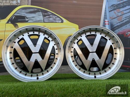 Ratlankis VW Classic style 15X6.5J 4X100/5X100 ET30 57.1 Black with Diamond Cut face and lip ( BMW E30, VW Golf/Jetta, AUDI 80/Coupe/A3, Mazda MX )