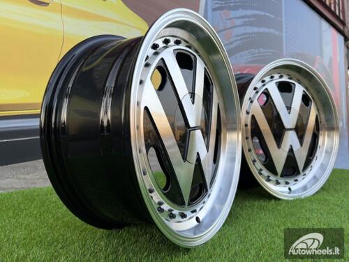 Ratlankis VW Classic style 16X7J 4X100/5X100 ET30 57.1 Black with Diamond Cut face and lip ( BMW E30, VW Golf/Jetta, AUDI 80/Coupe/A3, Mazda MX )