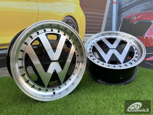 Ratlankis VW Classic style 17X7.5J 4X100 ET30 57.1 Black with Diamond Cut face and lip ( BMW E30, VW Golf/Jetta, AUDI 80/Coupe/A3, Mazda MX )