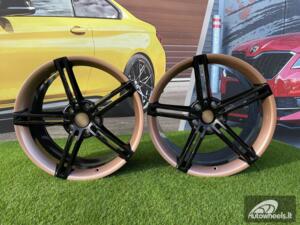 Ratlankis Forged Porsche Taycan style | R21X9.5J 5X130 ET60 71.6 Gloss Black with FrozenBerry lip (Porsche Taycan/Panamera)