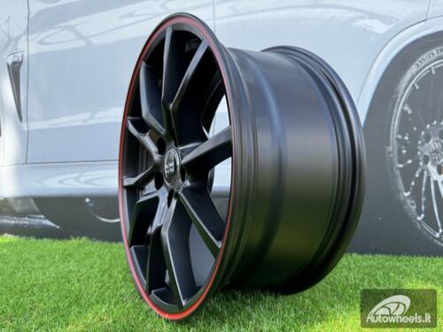 Ratlankis R17x7  4X100  ET  38  60.1  B5253  Black Half Matt+Red Lip (BLHMRL)  For RACIN  (K2)