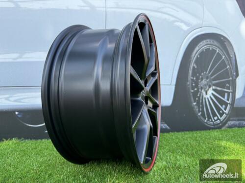 Ratlankis R17x7  4X100  ET  38  60.1  B5253  Black Half Matt+Red Lip (BLHMRL)  For RACIN  (K2)