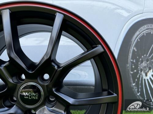 Ratlankis R17x7  5X100  ET  38  67.1  B5253  Black Half Matt+Red Lip (BLHMRL)  For RACIN  (L4)