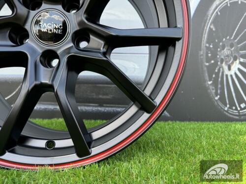 Ratlankis R17x7  5X108  ET  38  67.1  B5253  Black Half Matt+Red Lip (BLHMRL)  For RACIN  (P)