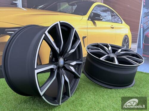 Ratlankis Gama | R22X10.5J 5X112 ET43 66.6 Black matt with face polished (Fit for BMW X5, X6)