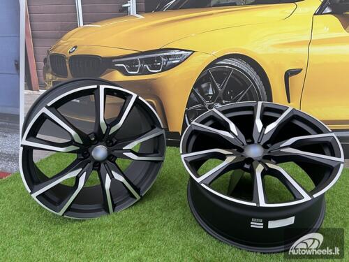 Ratlankis Gama | R22X10.5J 5X112 ET43 66.6 Black matt with face polished (Fit for BMW X5, X6)