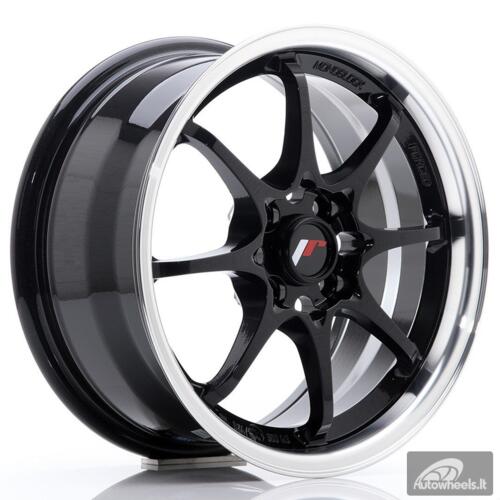 JR Wheels JR5 15x7 ET35 4x100 Gloss Black w/Machined Lip