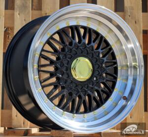 Ratlankis R17x10  8X100/114  ET  20  73.1  BY479  (LU247)  Black+Polished Lip (BLPL)  For RACIN  (K3)  (Gold Rivets Style BBS)