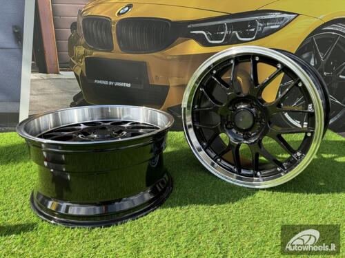 Ratlankis R17x7.5  5X120  ET  35  72.6  BY773  Black+Polished Lip (BLPL)  For BMW  (P+P2+Z2+Z3)  (Style BBS)