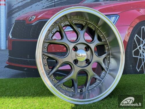 Ratlankis R17x8.5  4X100  ET  20  60.1  FR762  Gun Metal+Polished Lip (GMPL)  For SMART  (R)  (BRABUS Style)