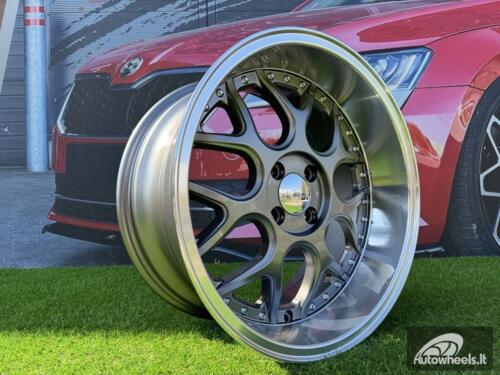 Ratlankis R17x8.5  4X100  ET  20  60.1  FR762  Gun Metal+Polished Lip (GMPL)  For SMART  (R)  (BRABUS Style)